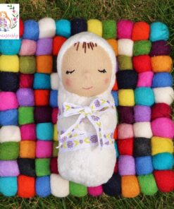 Látkové miminko s parádní mašlí, biobavlněná panenka, ekopanenky