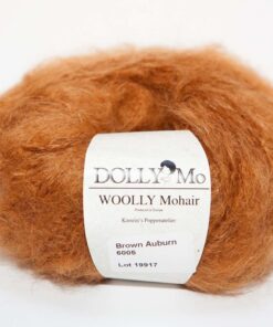 DollyMo Woolly Mohair, Brown Auburn, kaštanová příze na vlásky, šití panenky, jak udělat vlásky panenky