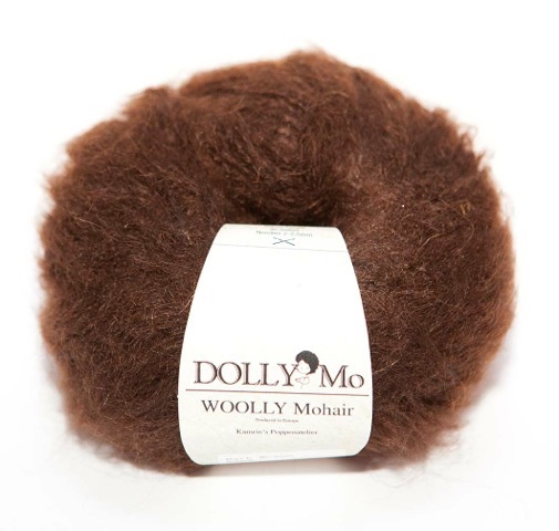 DollyMo, dark brown, tmavě hnědá příze Woolly Mohair, vlásky pro panenku